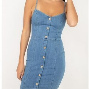 Love By Chesley Women Sleeveless Button Down Denim Mini Dress Size 2X